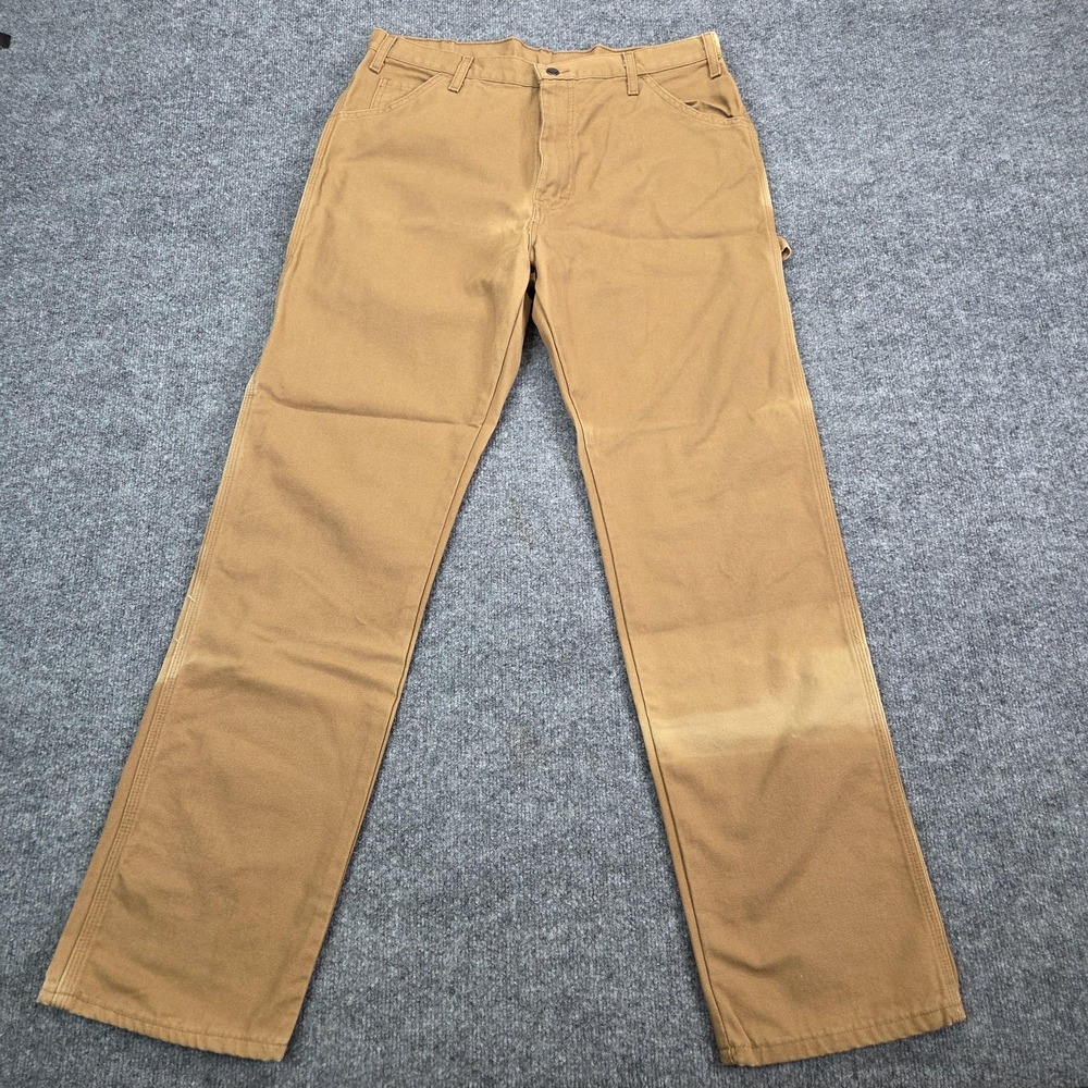 Dickies Carpenter Jeans Mens 36x34 Brown‎ Regular Fit Hammer Loop Work Pants